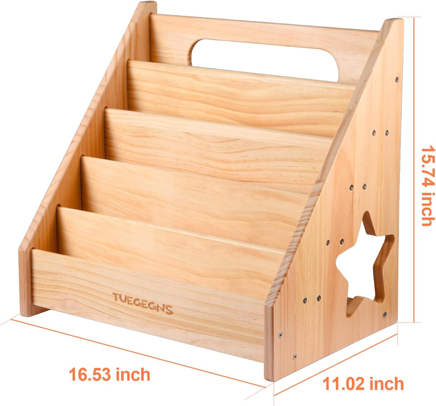 Detalle de TUEGEGNS A Toddler Bookshelf in Varnished Wood, 28D x 42W x 40H cm