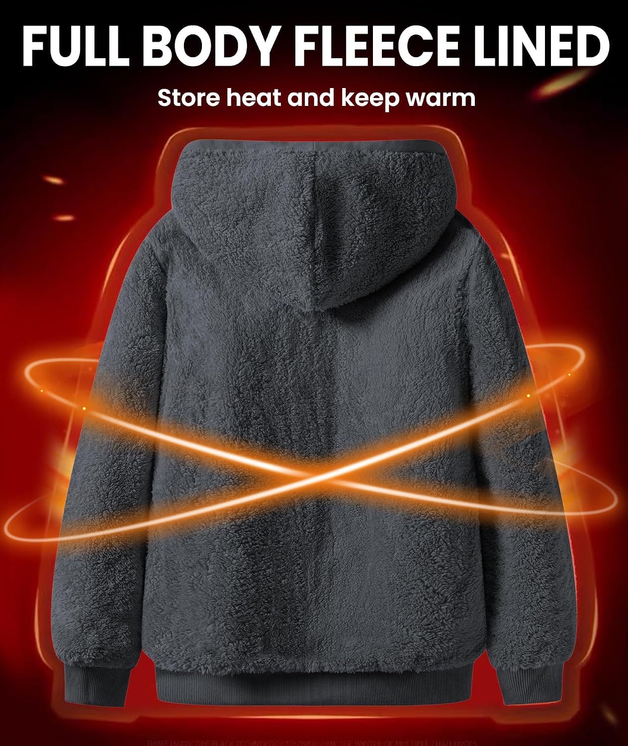 Detalle de GEEK LIGHTING Hoodies for Men Heavyweight Sherpa Zip-up Sweatshirt