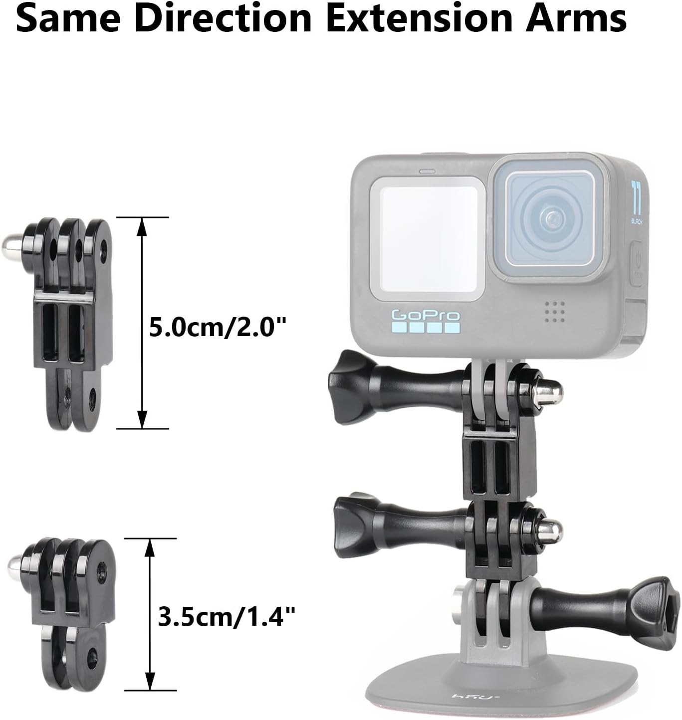 Thumbnail 5 de HSU Grab Bag Basic Camera Mount Kit (14-IN-1) for GoPro – quick release buckle mount, extension arms and 1/4 adapter