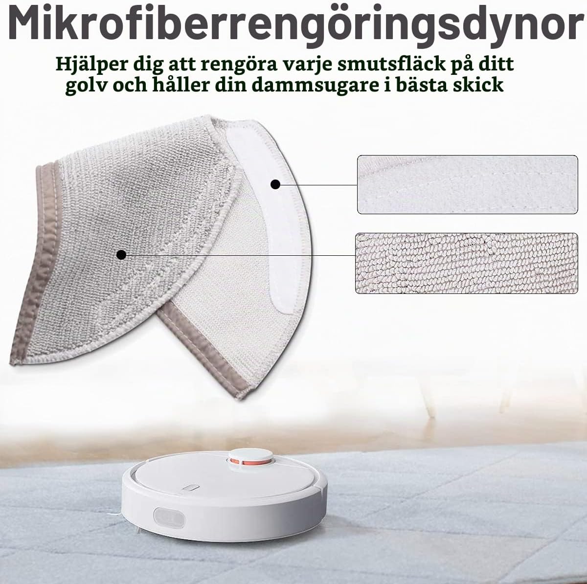 Detalle de Chuancheng Pro-Clean-moppdukar, 5-pack i mikrofiber för Xiaomi Roborock