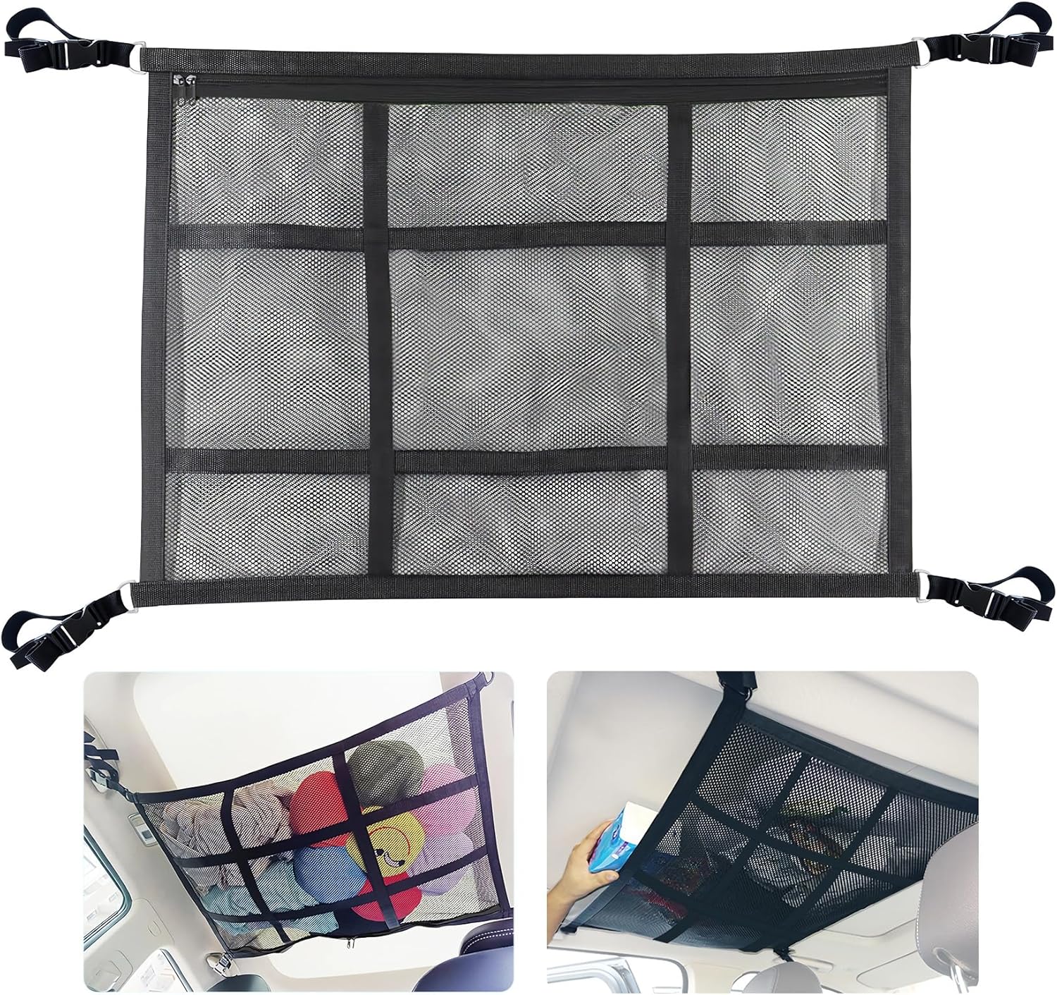 ViMOQi Double Layer Cargo Net for Van & Car Roof Storage (90 x 65 cm) — Foldable organiser