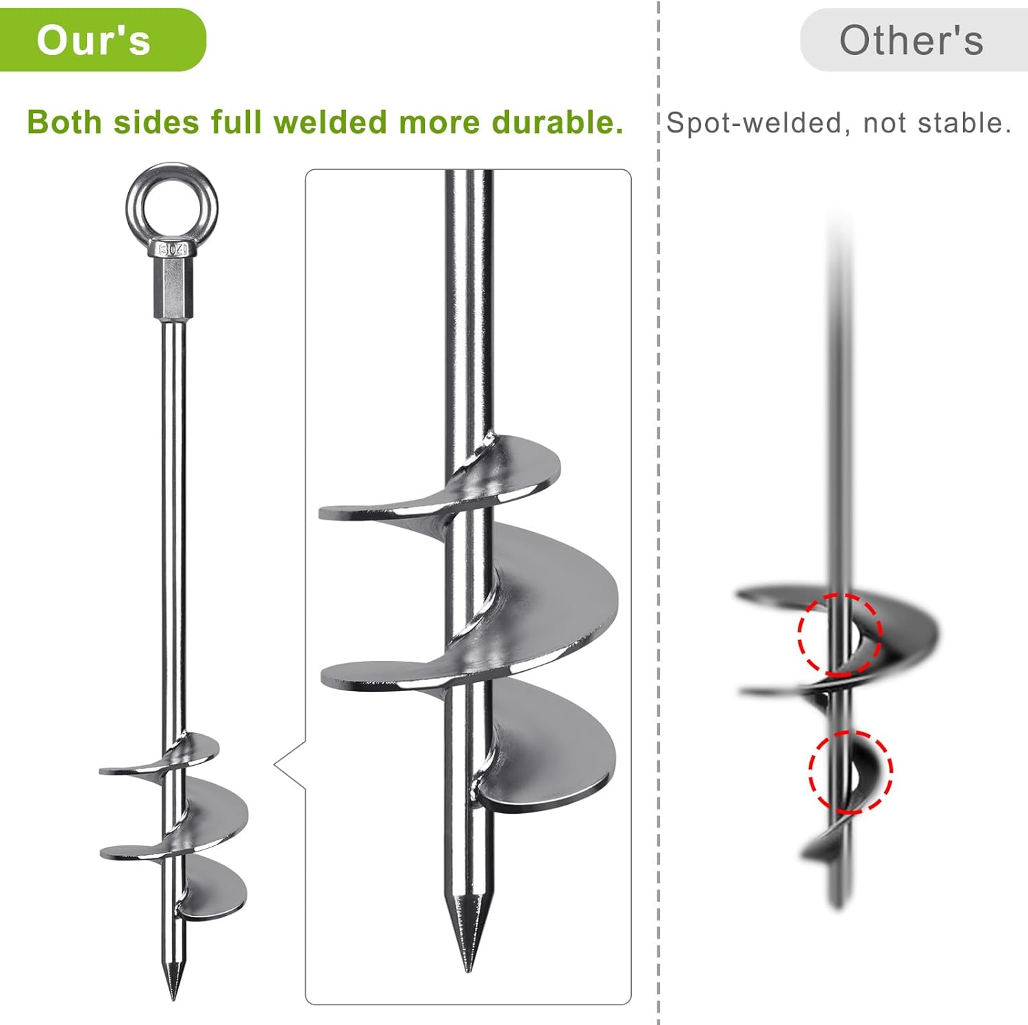 Detalle de Dolibest Zeltheringe Erdanker 76 cm – Schwerlast-Bodenanker mit Spiral-Schraubtechnik