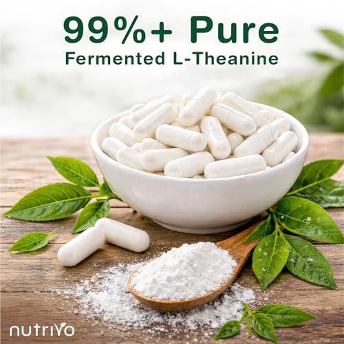 Detalle de Nutrivo L Theanine 400mg | 120 Vegan Capsules – UK Made 4-Month Supply