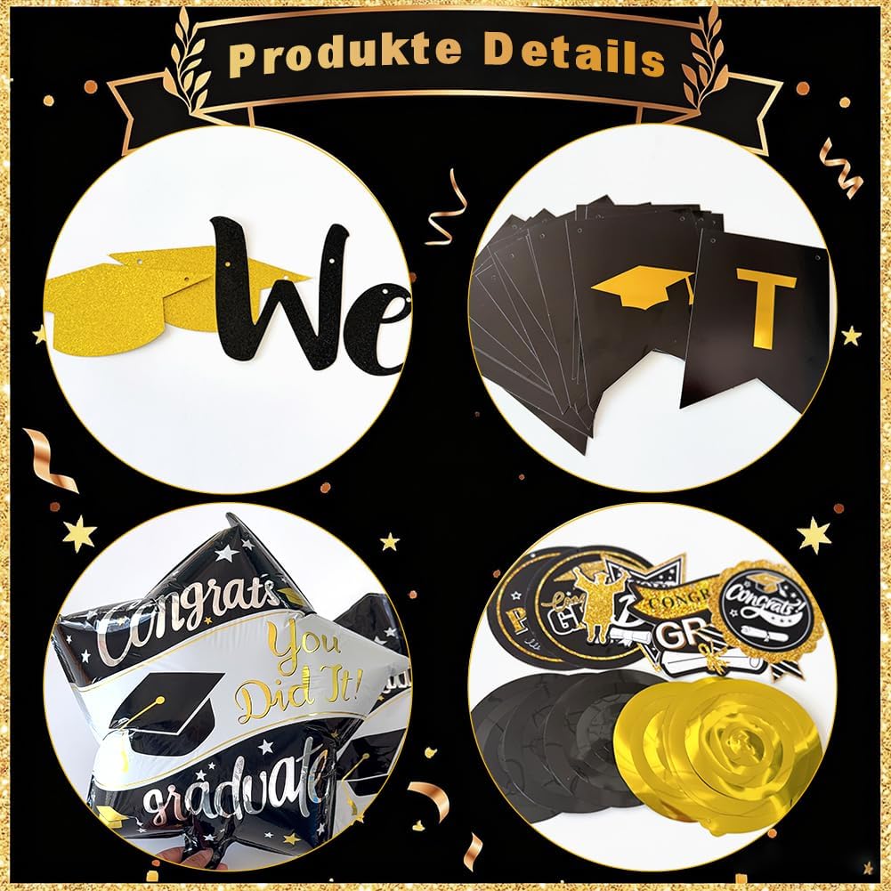 Detalle de Graduation Party Decorations Class of 2026: We Are So Proud of You Banner & Swirls Kit