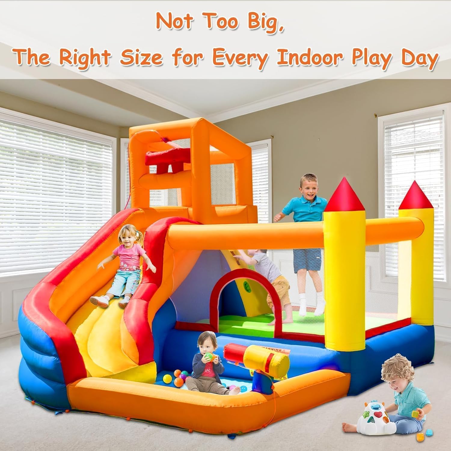 Thumbnail 1 de Ballsea Bouncy Castle: inflatable trampoline bounce house with long slide, ball pit & climbing wall