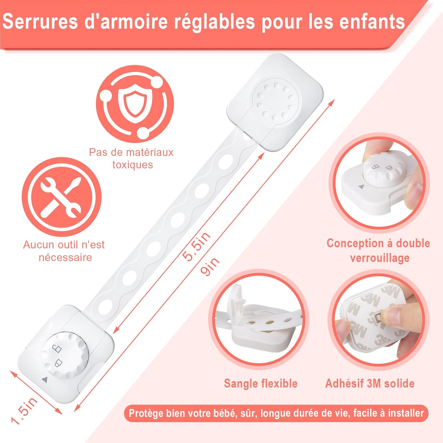 Thumbnail 1 de REDTRON Verrouillage Bébé Amélioré 6 pcs