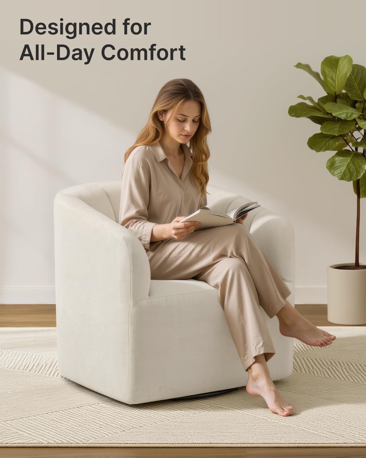 Detalle de Swivel Accent Chair Set of 2, Ivory