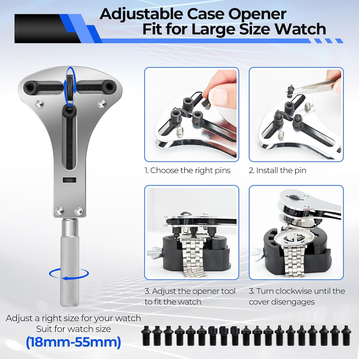 Detalle de Ohuhu 192-Piece Watch Repair Kit with Heavy-Duty Steel Tools and PU Case