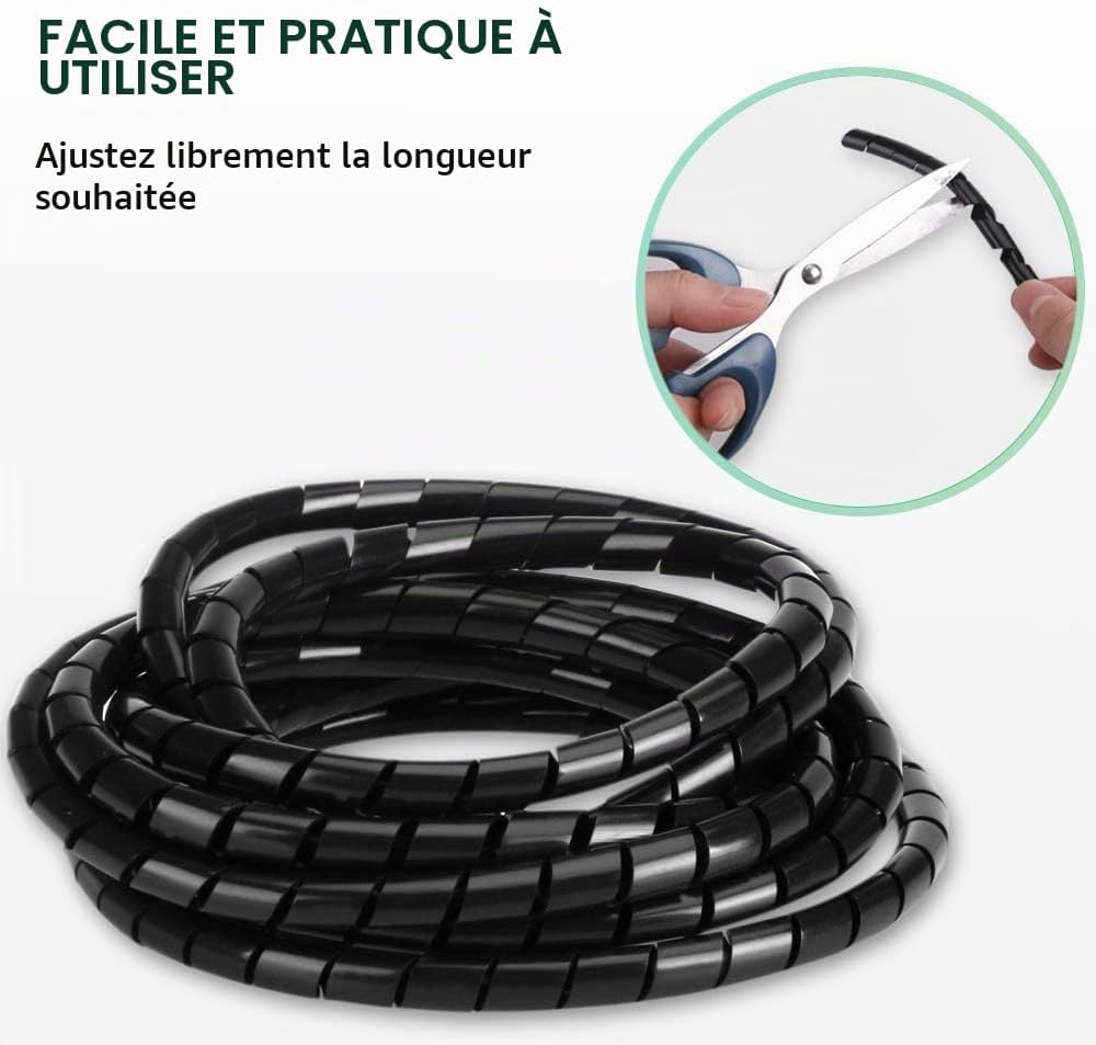 Detalle 2 de AGPTEK CSR01 spiraalslang voor kabels, PE, zwart, 4 m en 6 m
