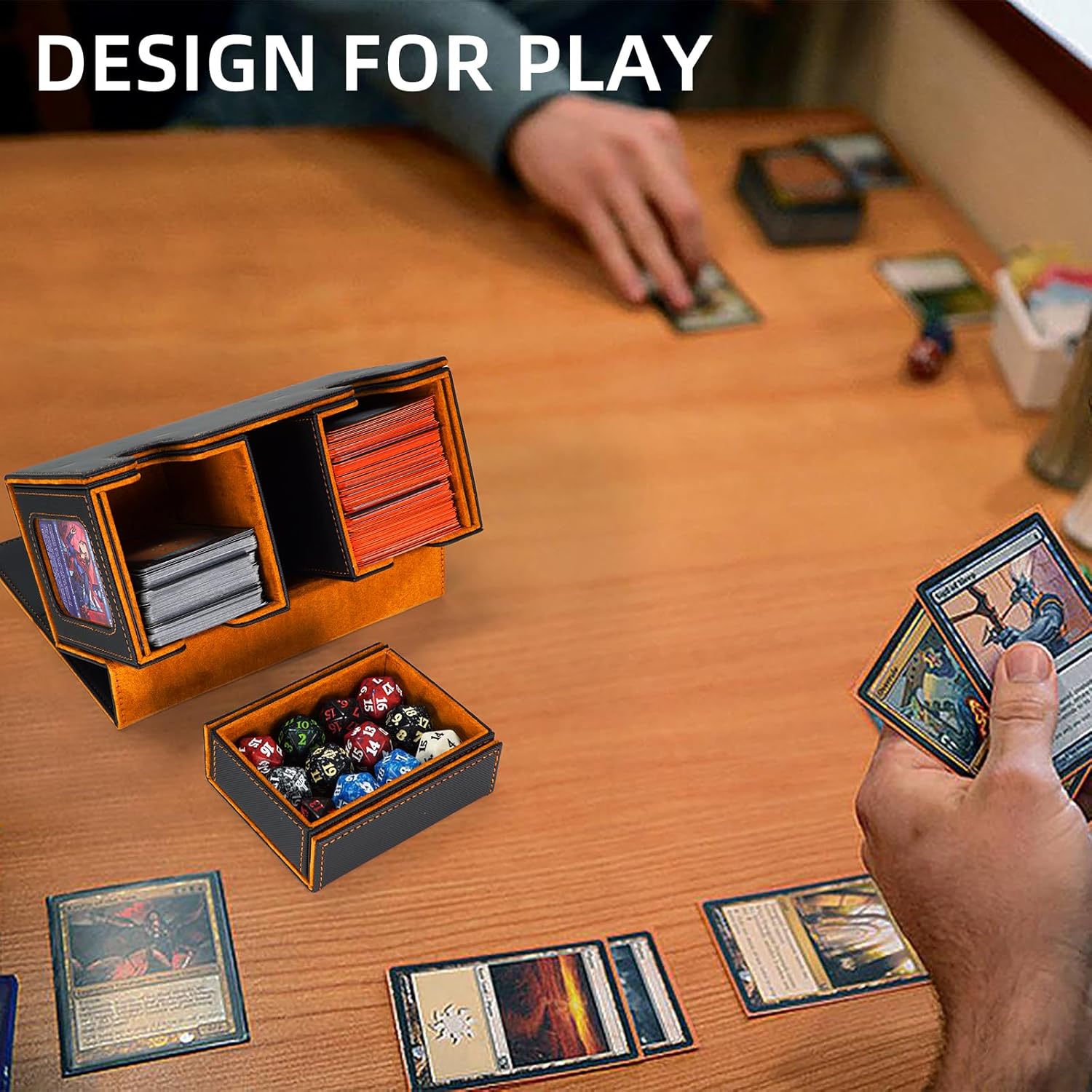 Thumbnail 5 de AFIING MTG Commander Deck Box 200 Double Sleeved Cards Storage – 3-in-1 Magnetic Card Case Organizer