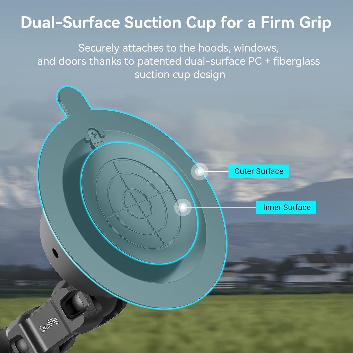 Detalle 2 de SMALLRIG Saugnapfhalterung mit Dual-Kugelkopf 1 kg