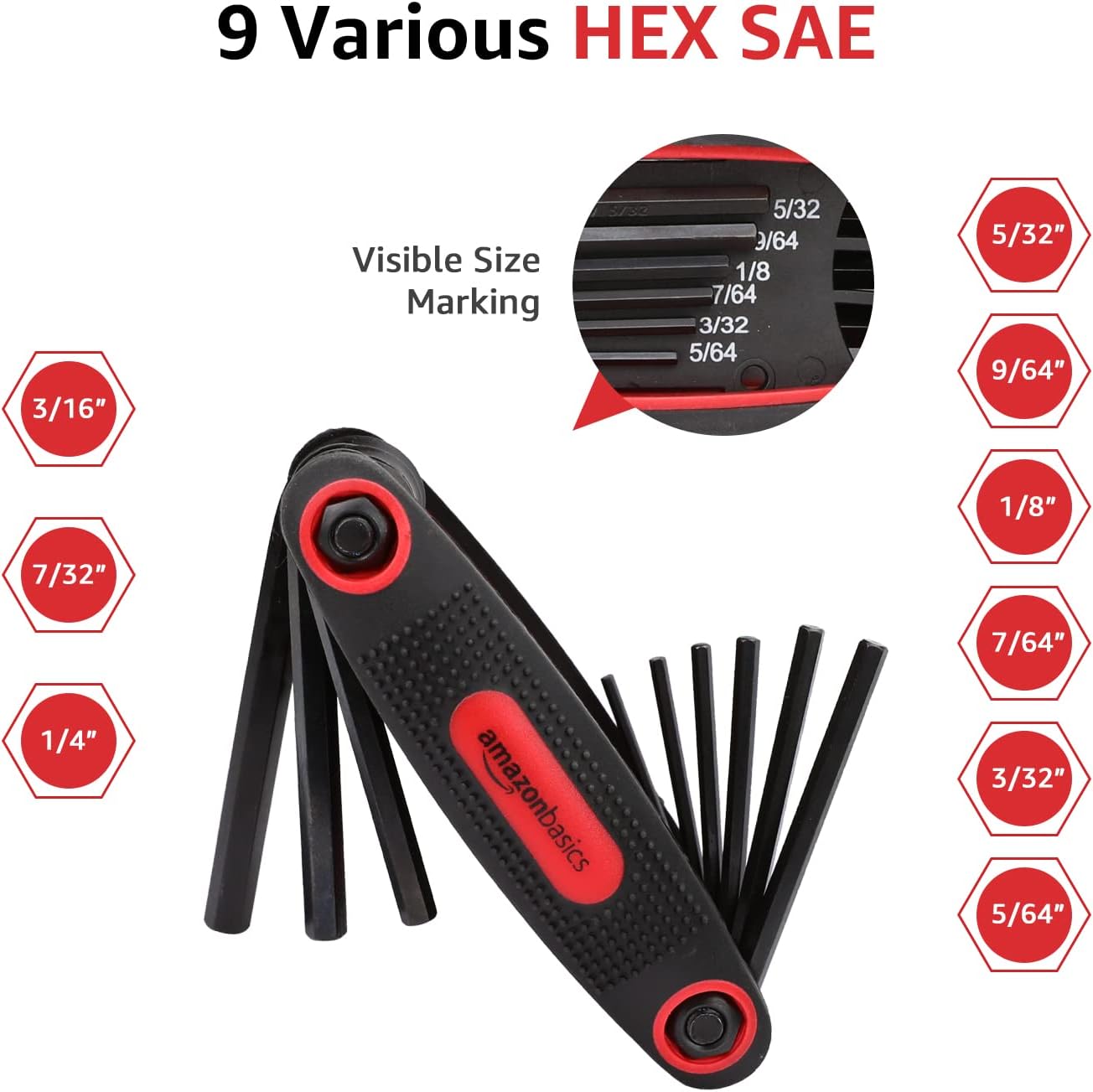 Detalle 2 de Amazon Basics Folding Hex Key Set 3-Pack 🛠