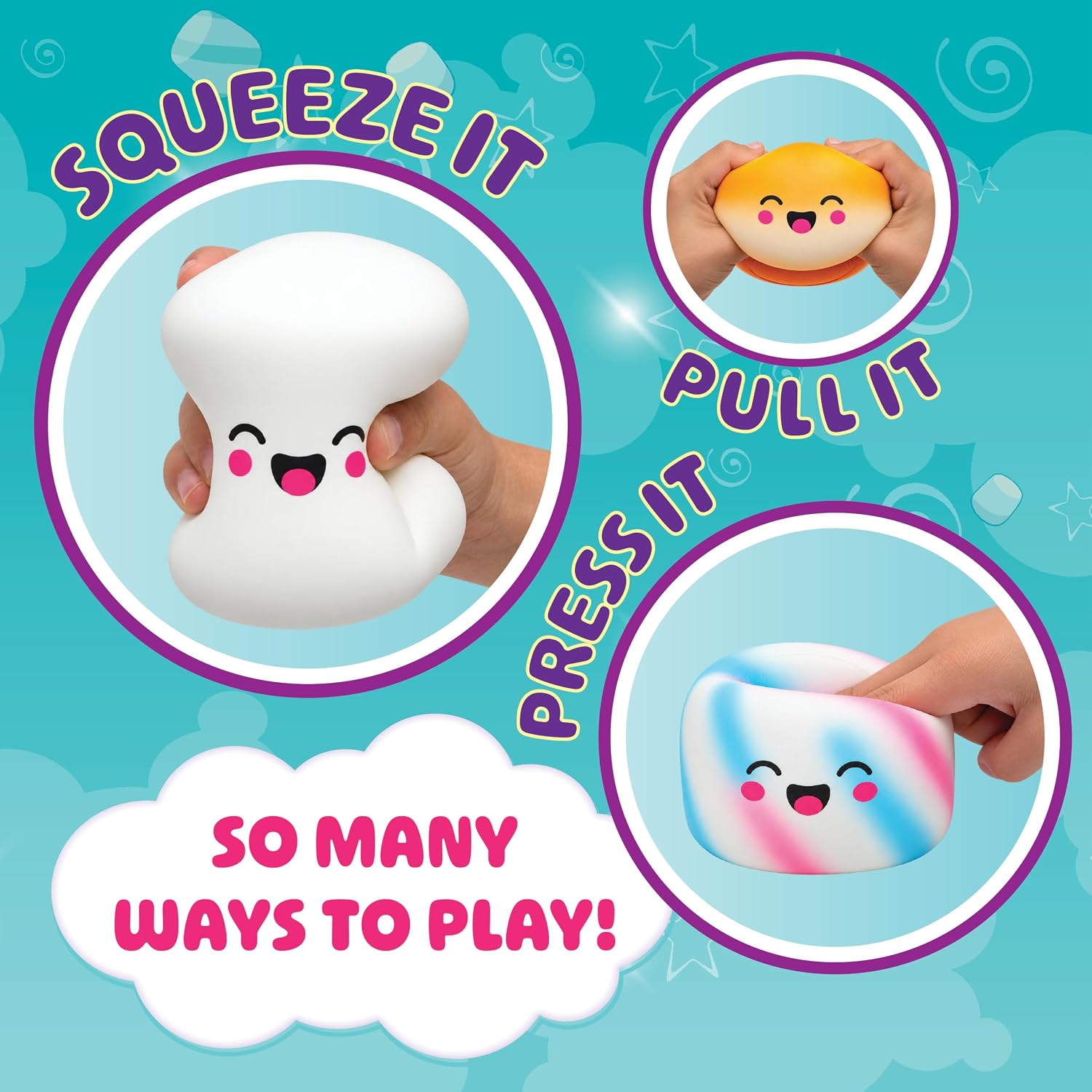 Detalle 2 de PlayMonster 26363 Squeeze Please Marshmallow Fidget Toys, 3-Pack, Slow-Rise Foam