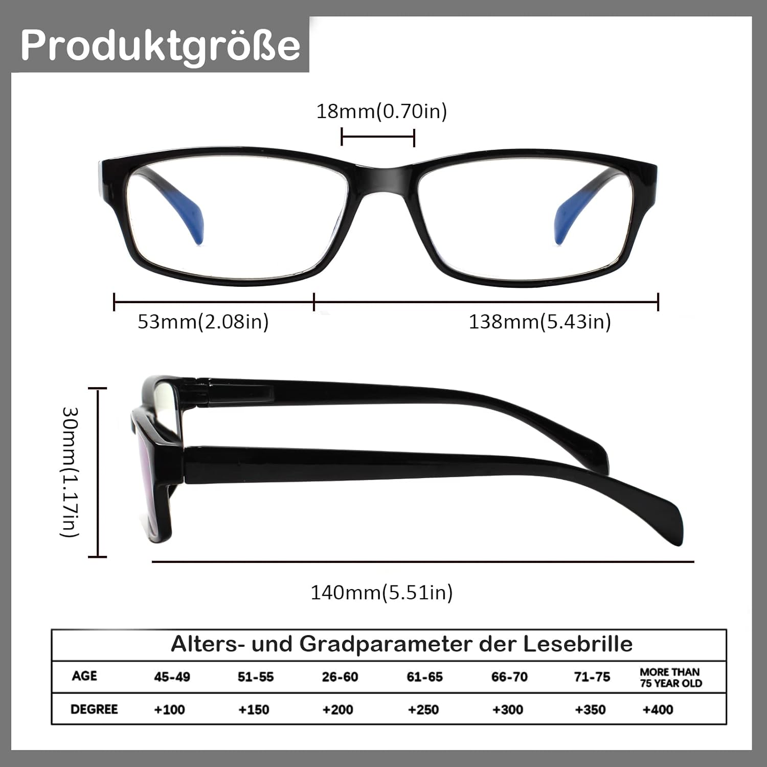 Detalle de COJWIS Lesebrille 6er-Set: Ultralight Brillen mit Blaulichtfilter, 2.25 Dioptrien