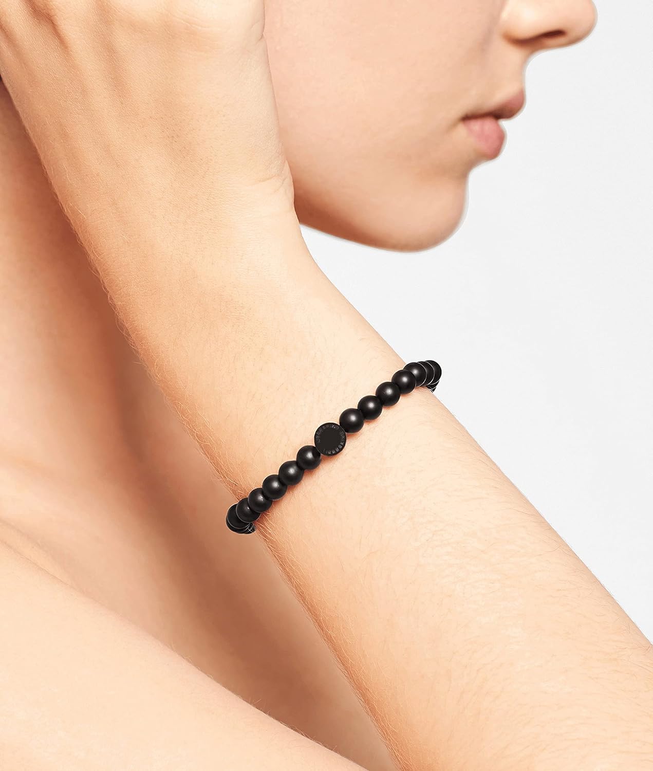 Thumbnail 1 de LIEBESKIND BERLIN Damen Beads-Armband mit Black Onyx (Edelstahl, elastisch) – 17 cm