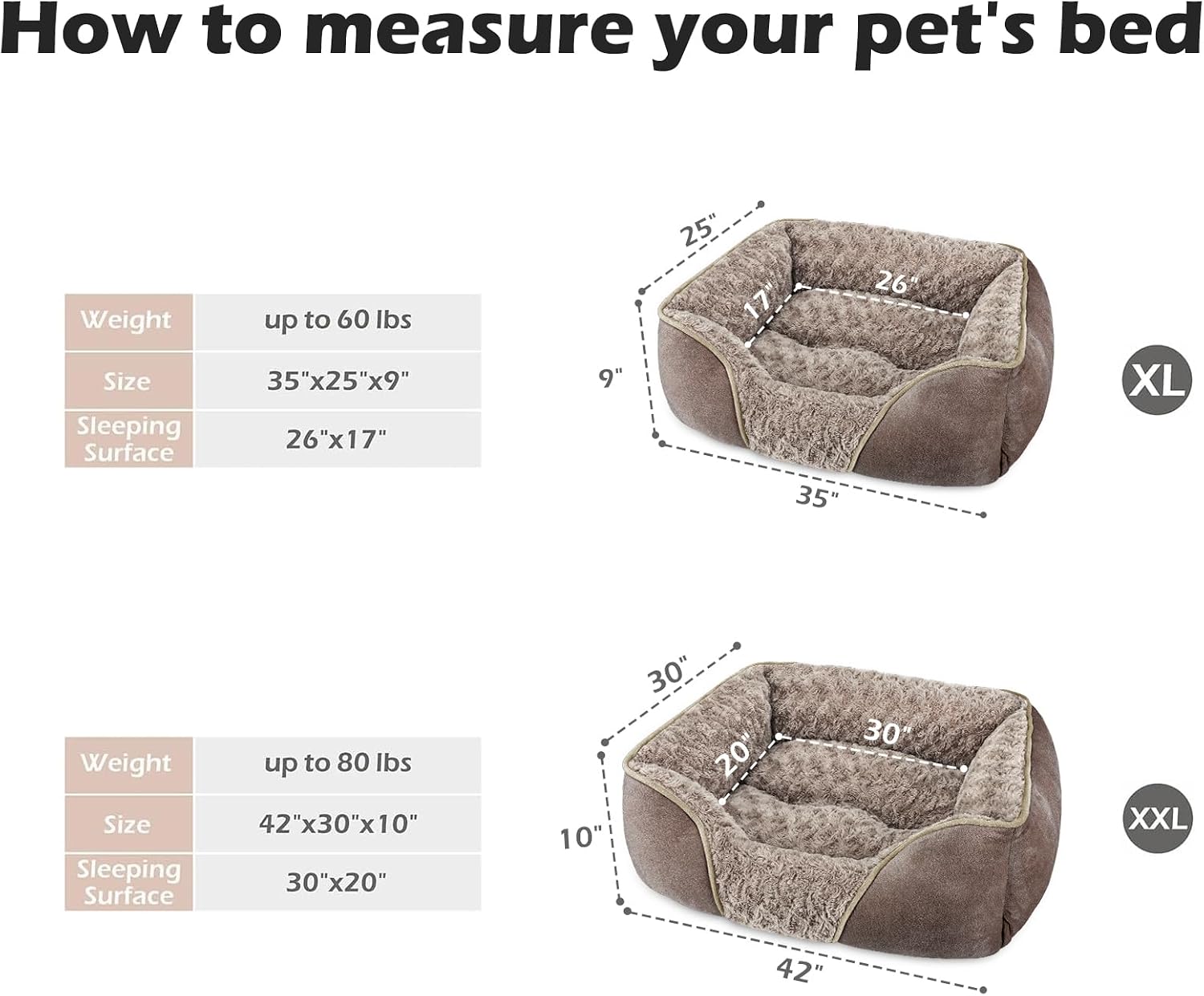 Detalle de INVENHO X-Large Orthopedic Dog Bed, 35 x 25 x 9-Inch Washable Bolster
