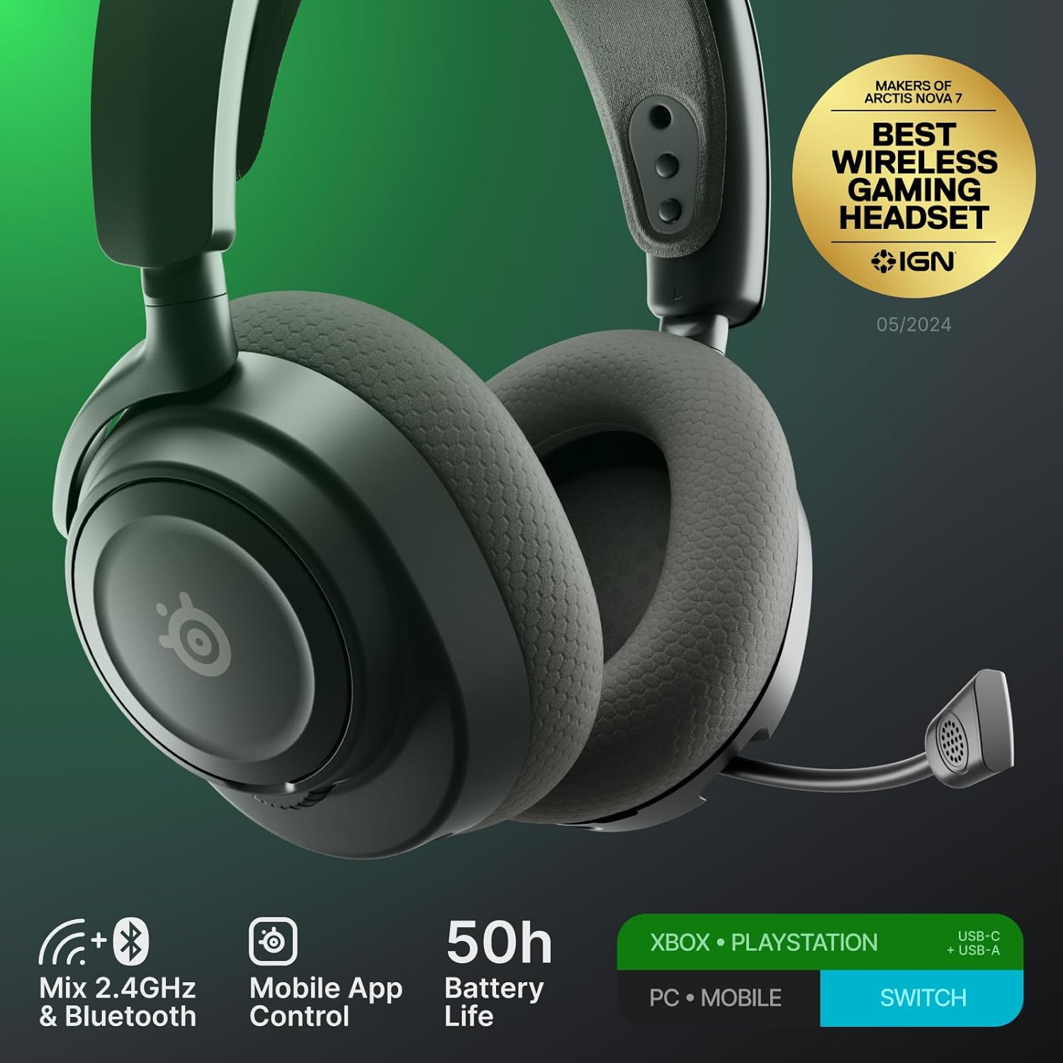 Detalle de SteelSeries Arctis Nova 7X Wireless Gen 2 (2.4GHz/Bluetooth) — Real-time game audio presets