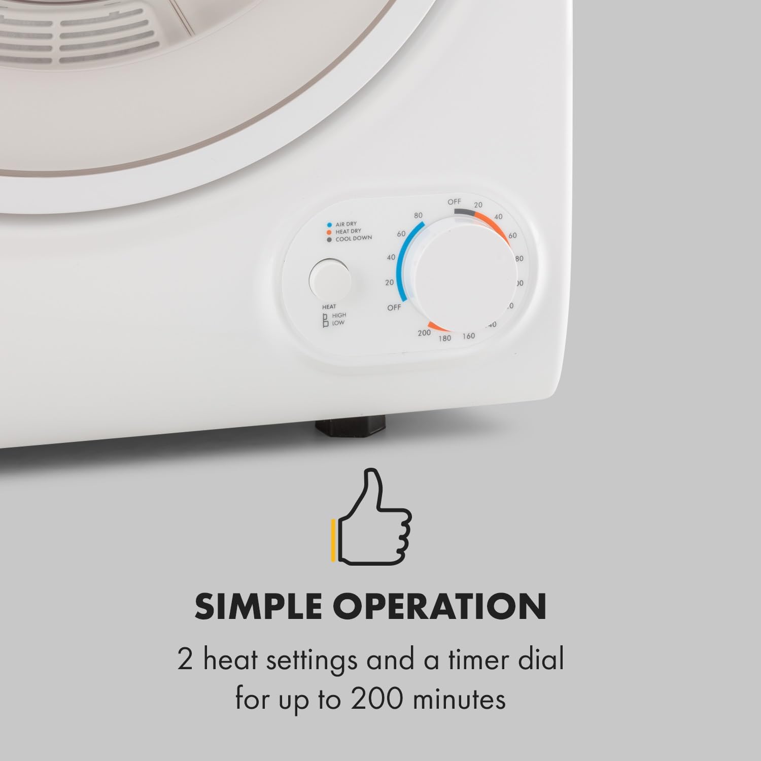 Detalle de Klarstein Jet Set 2500 compact vented tumble dryer, 2.5 kg, 850 W
