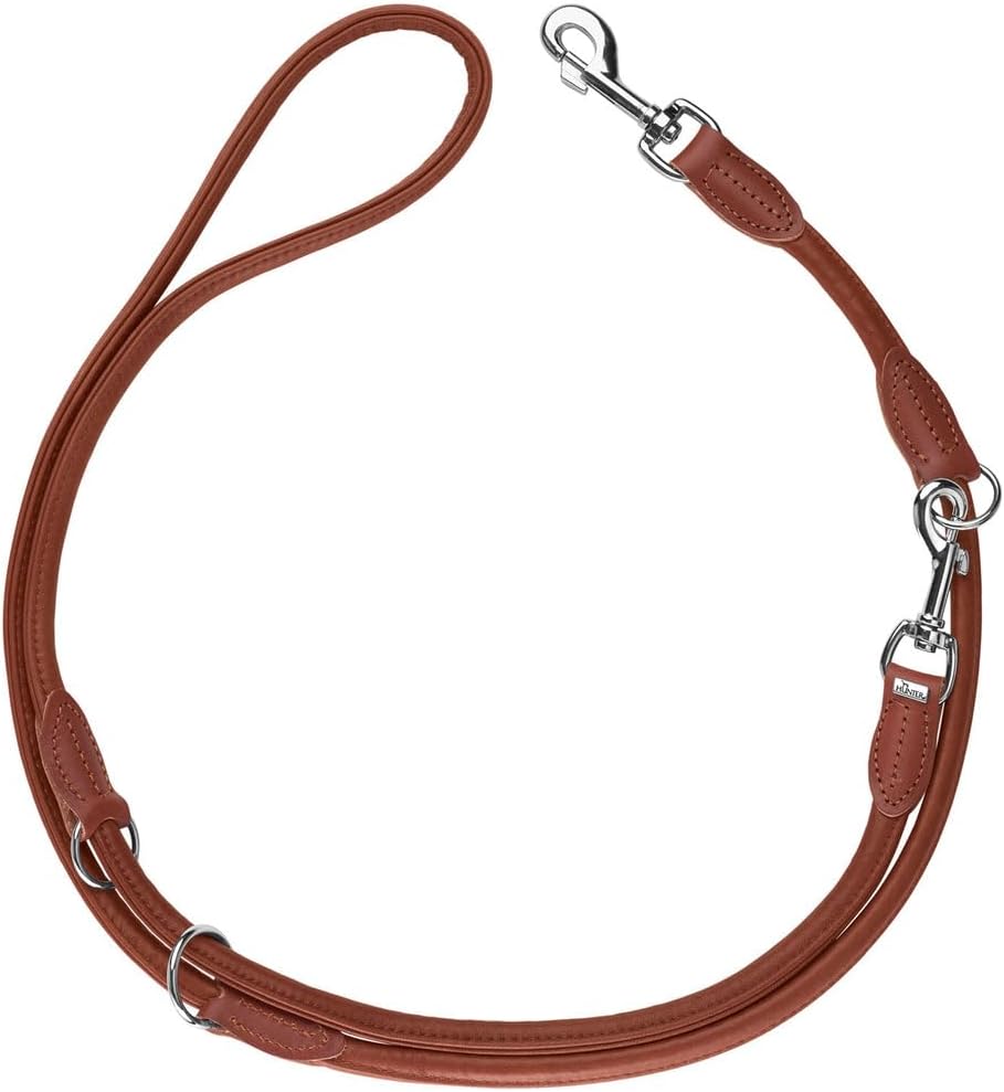 Detalle de Hunter Verstellbare Hundeführleine Round & Soft Canadian UP – Cognac, 200 cm, Made in Germany