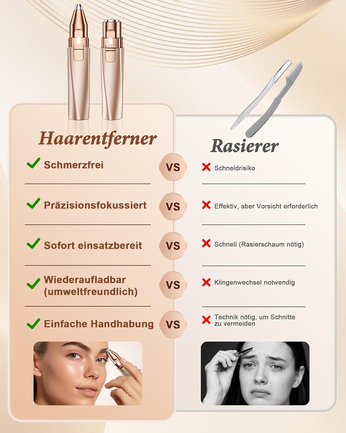 Detalle 1 de Augenbrauen Trimme Damen 2in1 Rasierer