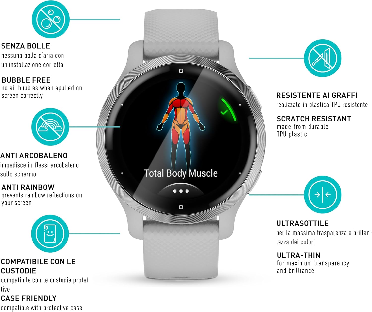 Detalle de smartect Pellicola Protettiva TPU trasparente (3 pezzi) per Garmin Venu 2