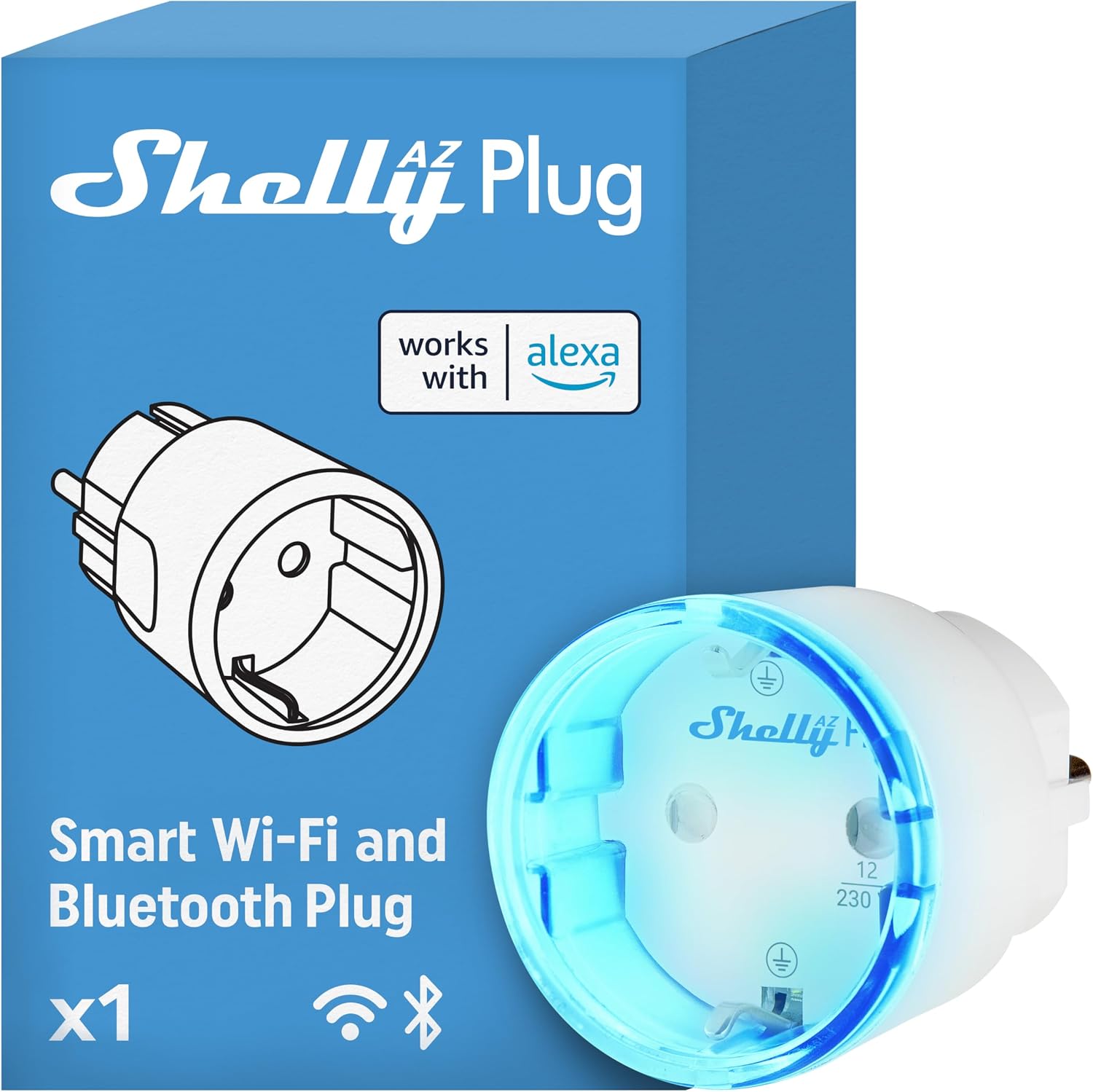 Detalle de Shelly AZ Plug Bianco Presa Intelligente 2500W
