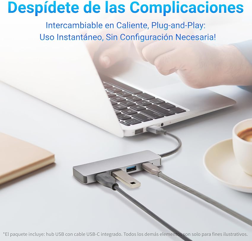 Detalle 2 de Amazon Basics Hub Dock USB-C 10 GB/s, 1C+3A