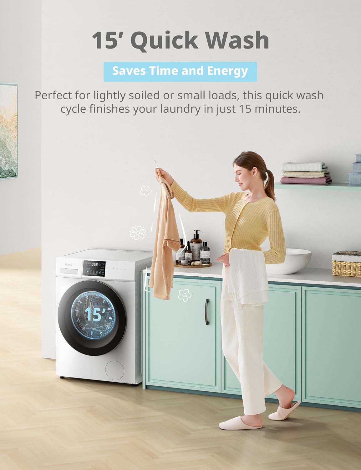 Detalle de COMFEE' 10kg Washing Machine A-10% Energy Class 1400rpm BLDC Motor White