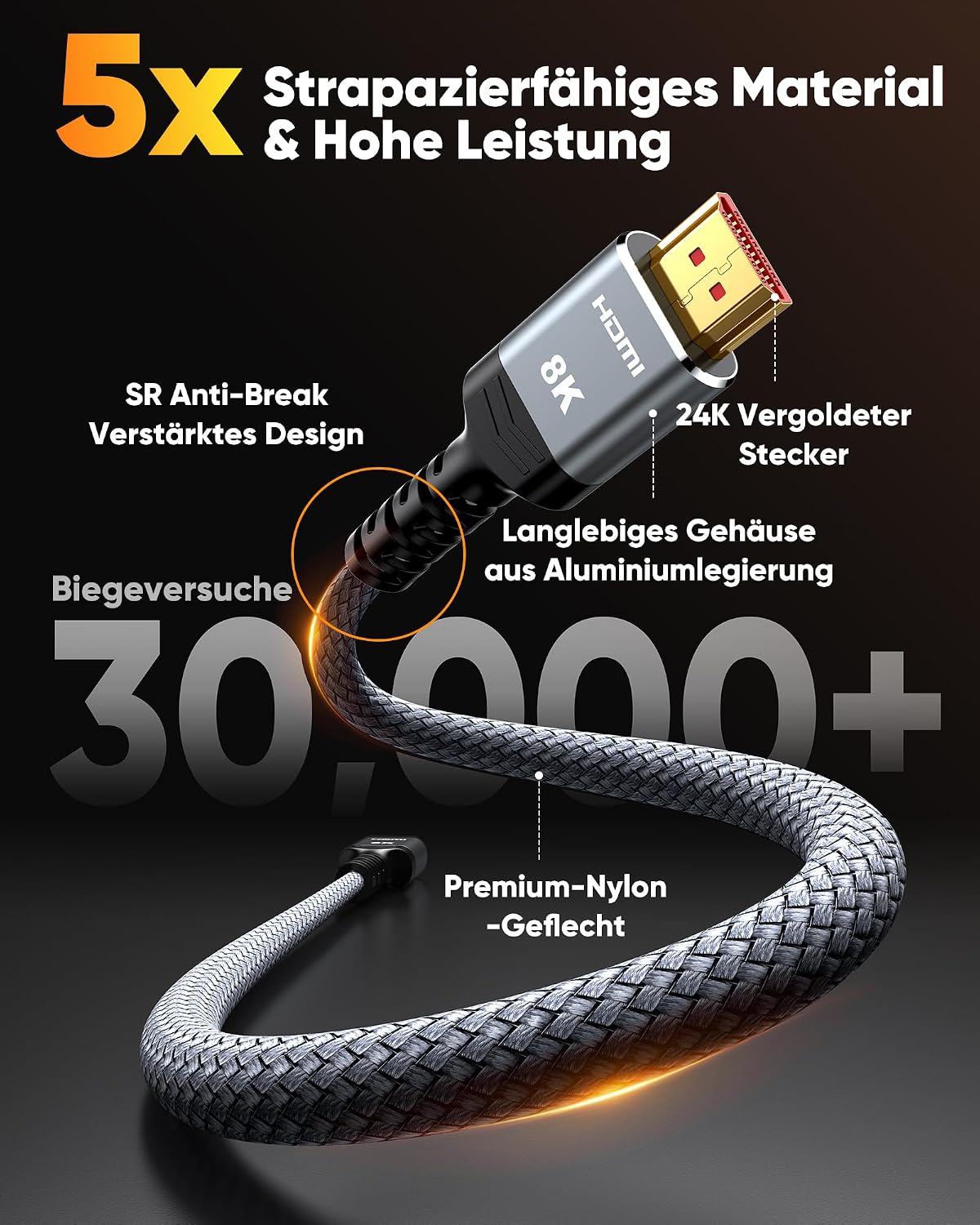 Thumbnail 6 de Snowkids HDMI 2.1 Kabel 3 Meter (8K, 48 Gbit/s) mit eARC, HDR10 & DTS:X für PS5/PS4/PS3