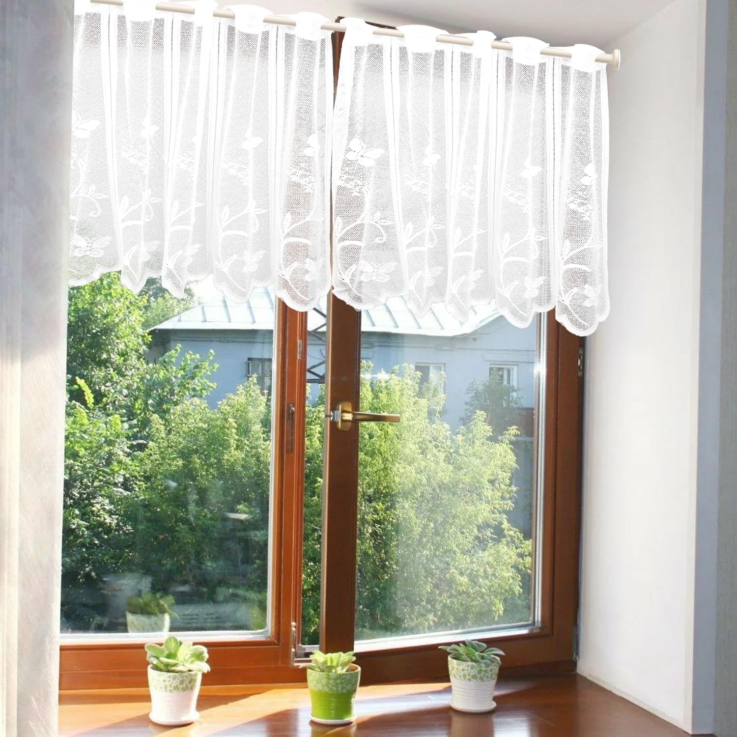 Thumbnail 6 de ZOLGINAH ZA-Curtain100 korte vitrage 75 x 60 cm met vlinder- en bloemenjacquard