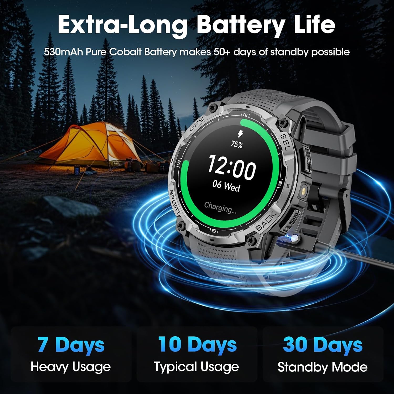 Thumbnail 6 de Joautrial Military Smart Watch for Men with GPS and 1.43" AMOLED