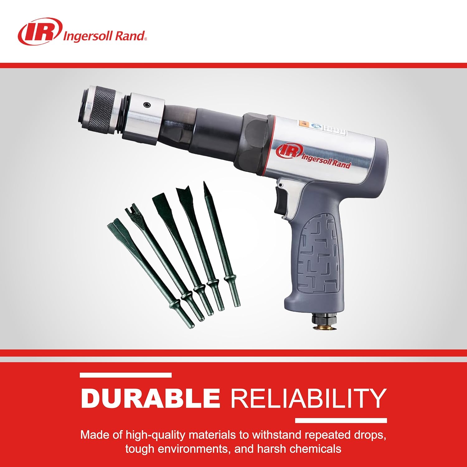 Detalle de Ingersoll Rand Kit Martello Pneumatico 119MAXK: Set da 5 scalpelli, cambi rapido e custodia