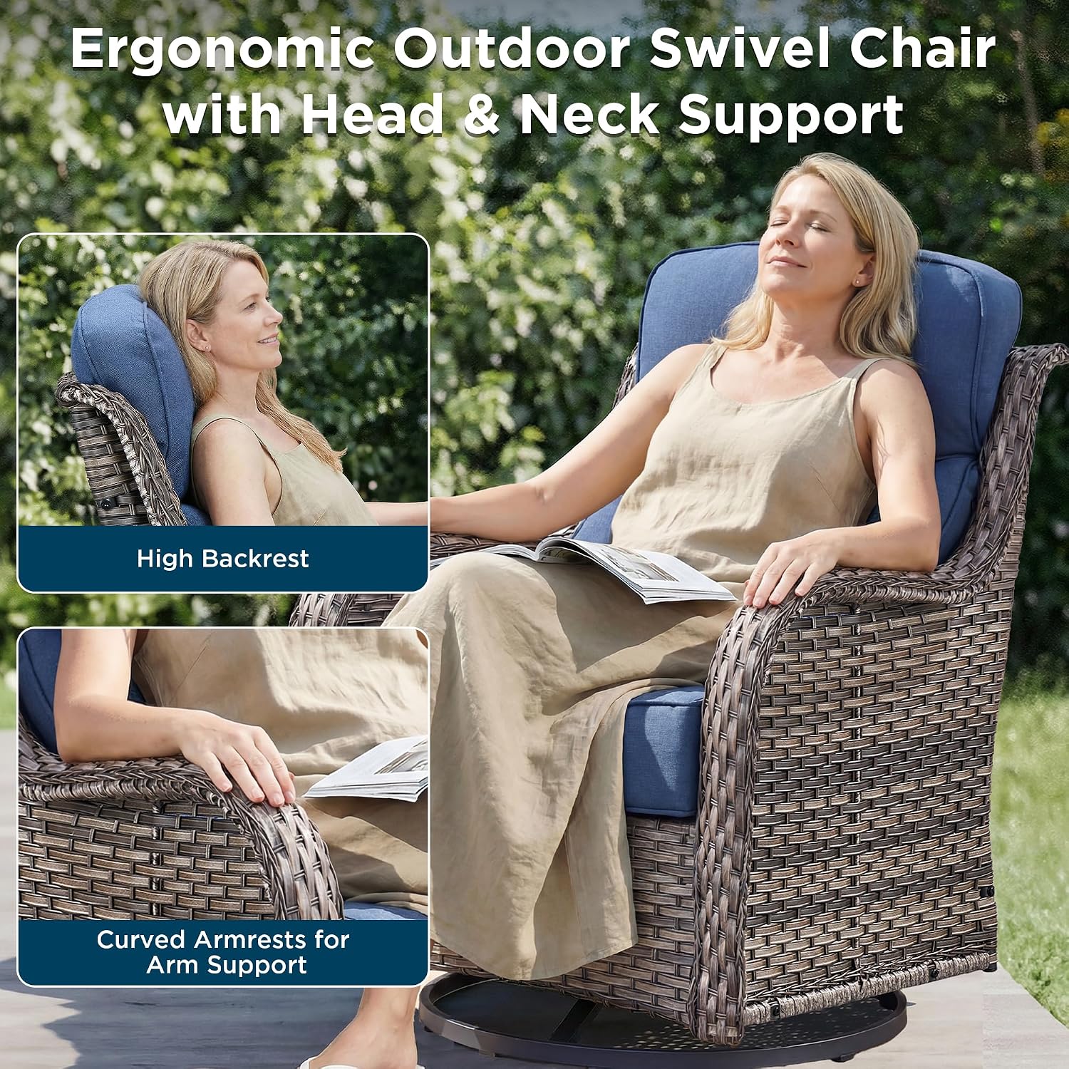 Detalle 2 de Jelwaly JELA-SWTBWFS-5-ZY-SF-JT-GYBL 5-Piece Wicker Patio Set