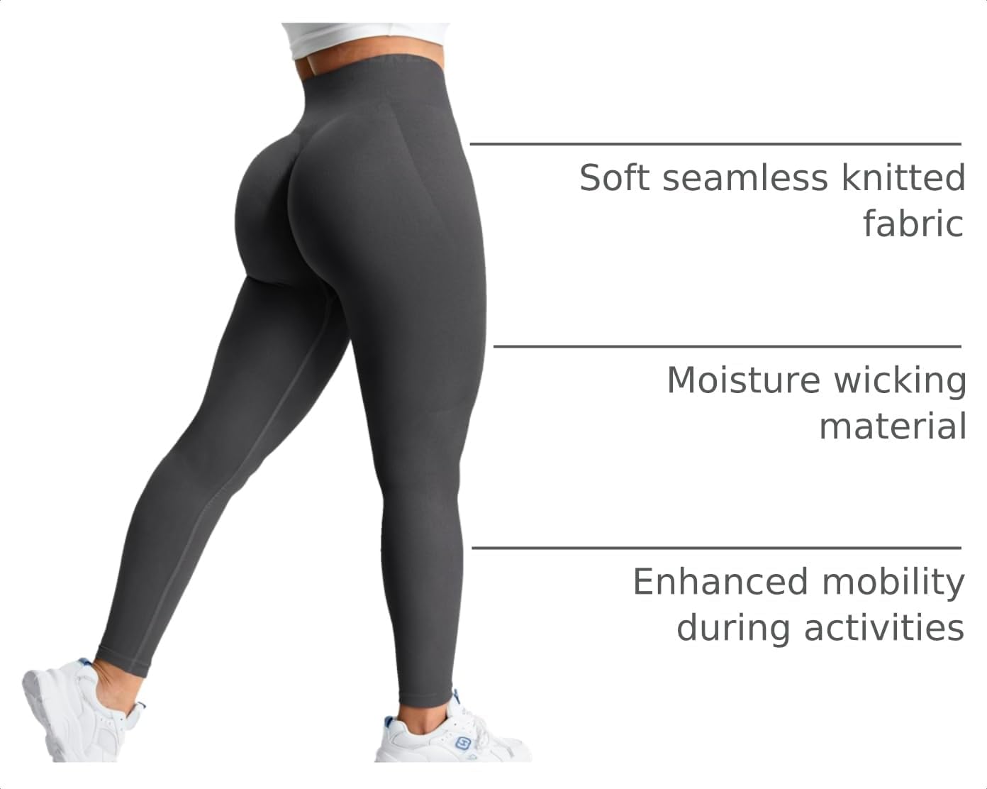 Detalle 2 de YEOREO Amplify Seamless Scrunch Leggings for Women (High-Waisted Butt-Lifting Gym Tights)