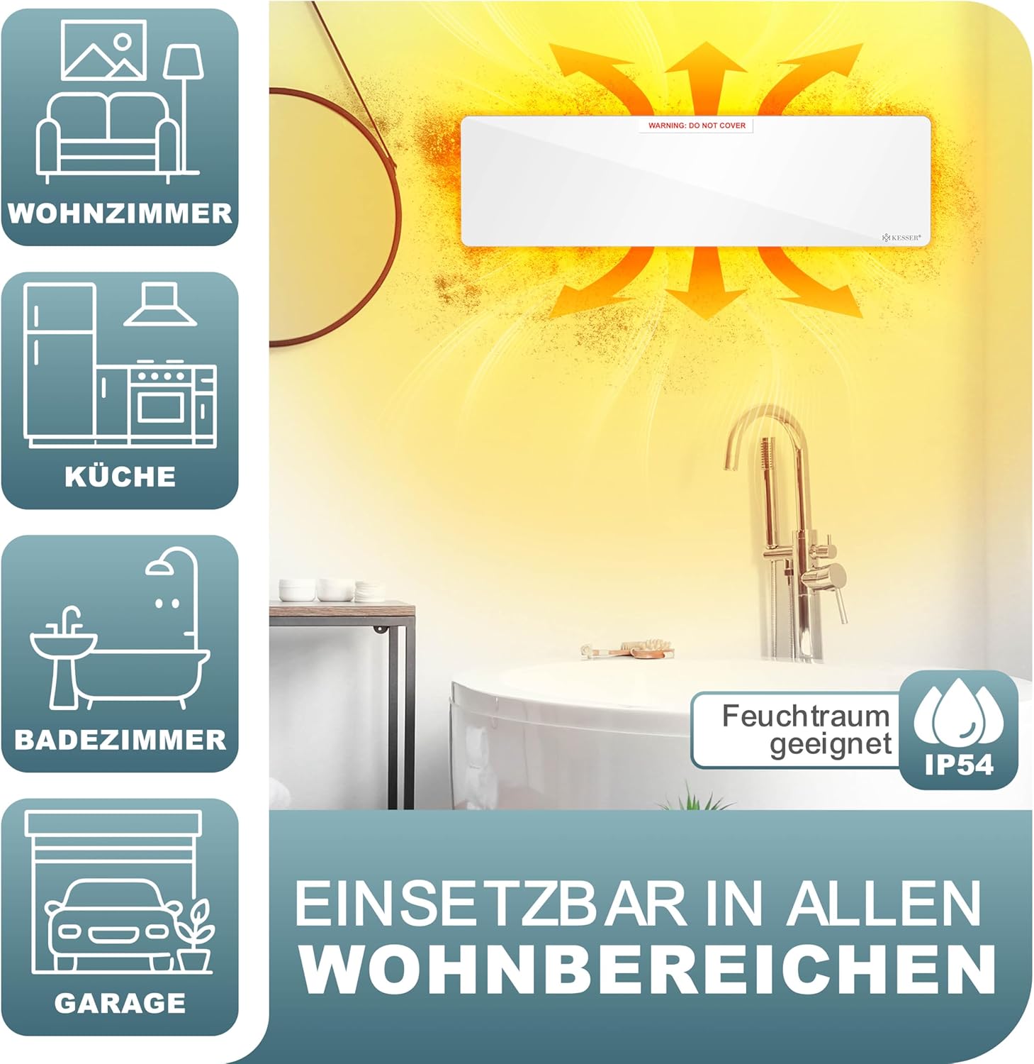 Thumbnail 3 de KESSER® Schimmel Infrarotheizung (Wand & Bad) 50 W – Schimmelfrei ohne Chemie, 2er-Set