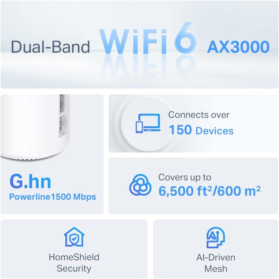 Thumbnail 2 de TP-Link Deco PX50 (3-pack): AX3000 Mesh Wi‑Fi 6 with G.hn Powerline for whole‑home coverage