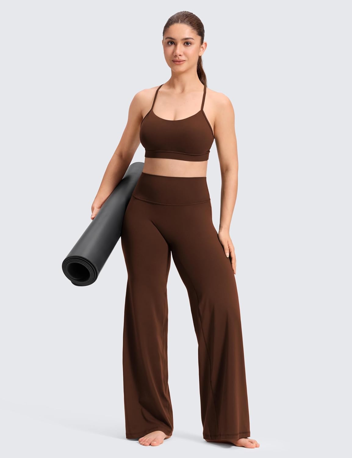 Detalle de CRZ YOGA Femme Sans Couture Avant Pantalon Large – Taille Haute 71/76/81cm, Confort et Décontracté