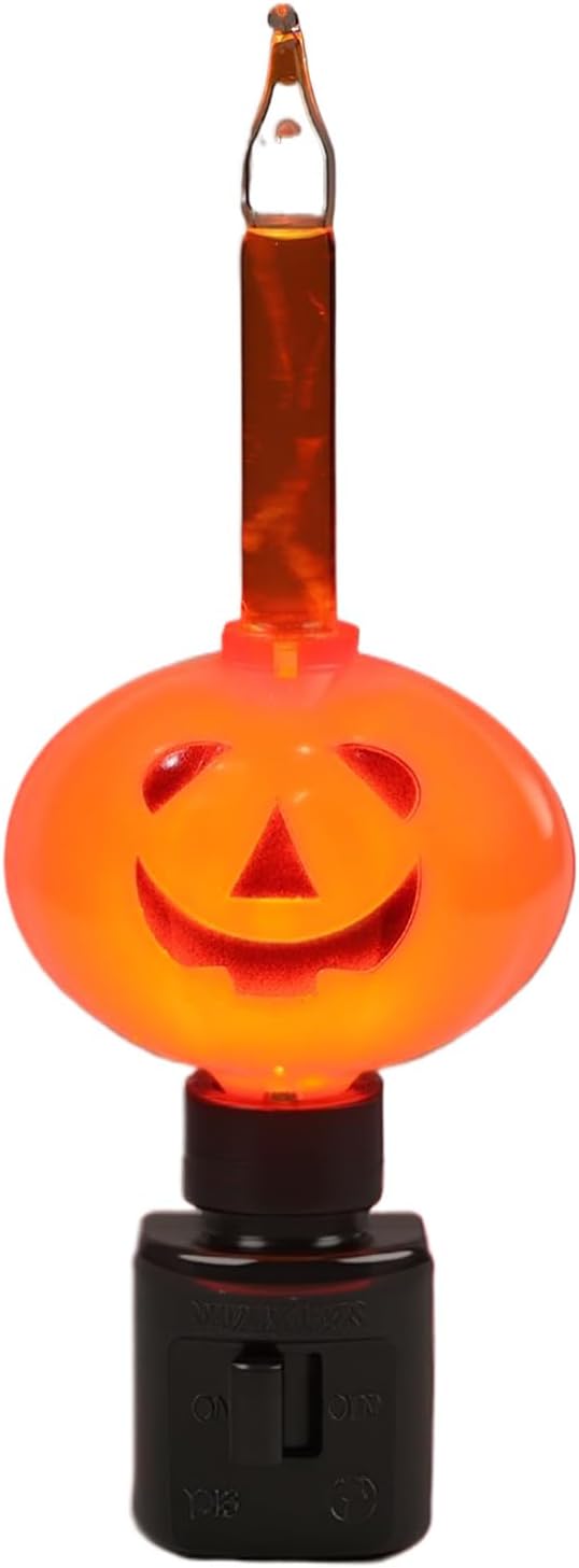 Detalle de Lasumora Pumpkin Bubble Night Light with Swivel Plug and Orange Glitter