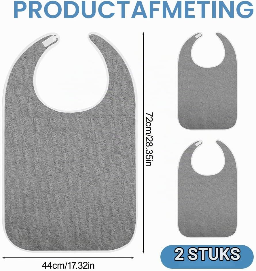 Detalle 2 de Aolso slabbetjes voor volwassenen, 2-pack van badstof, 72 × 44 cm