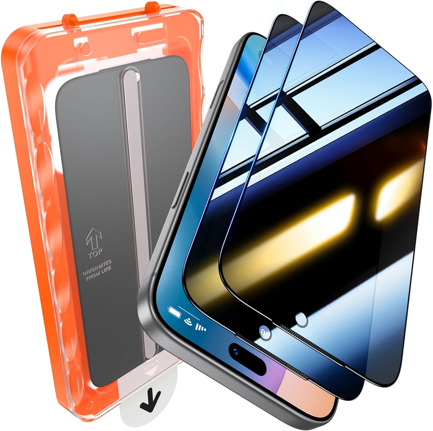 Detalle de UniqueMe iPhone 18 Pro Privacy Screen Protector, 2-Pack, 20° Anti-Spy Glass