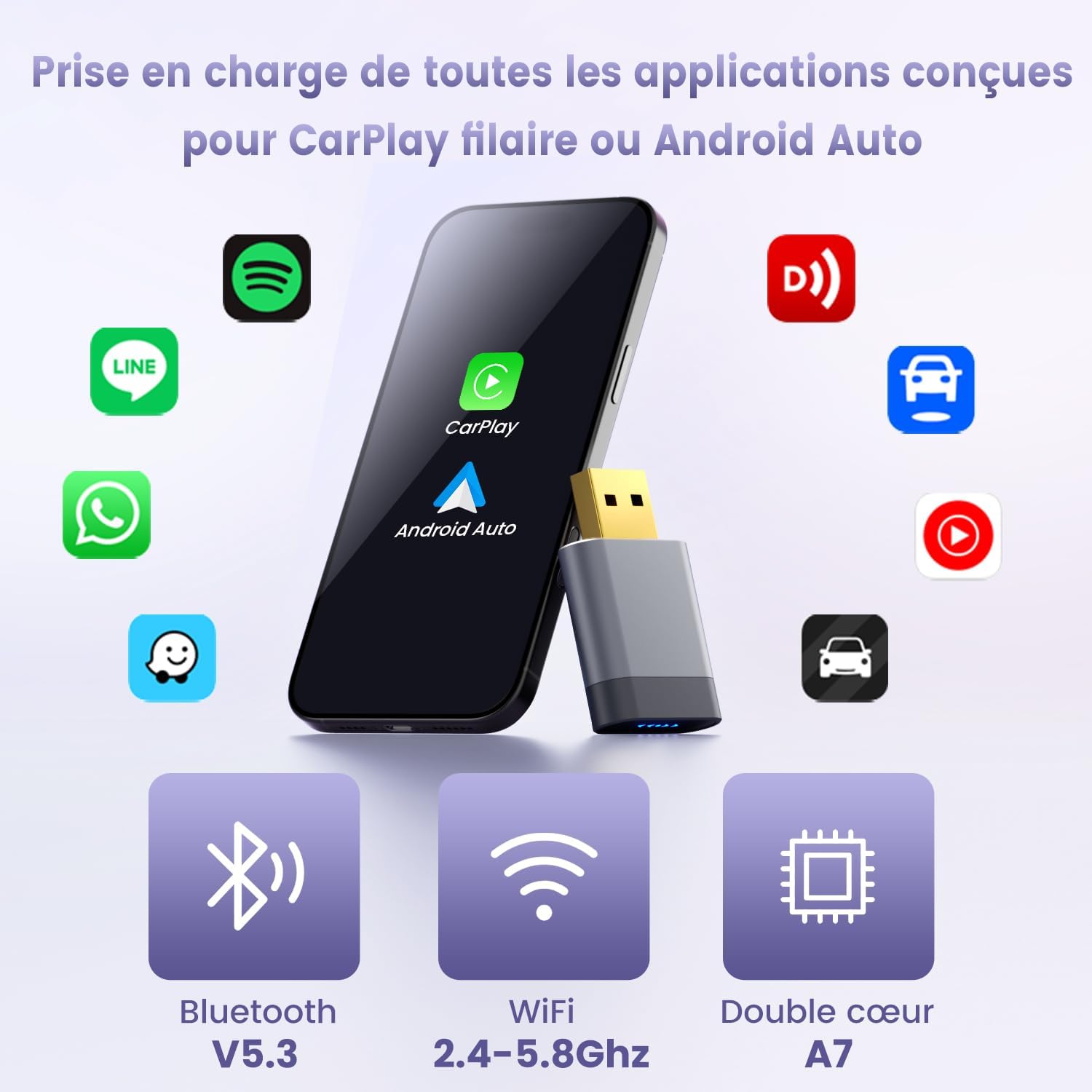 Thumbnail 5 de Mini Adaptateur CarPlay sans Fil pour Apple — Connexion rapide et stable, sans latence ni surchauffe