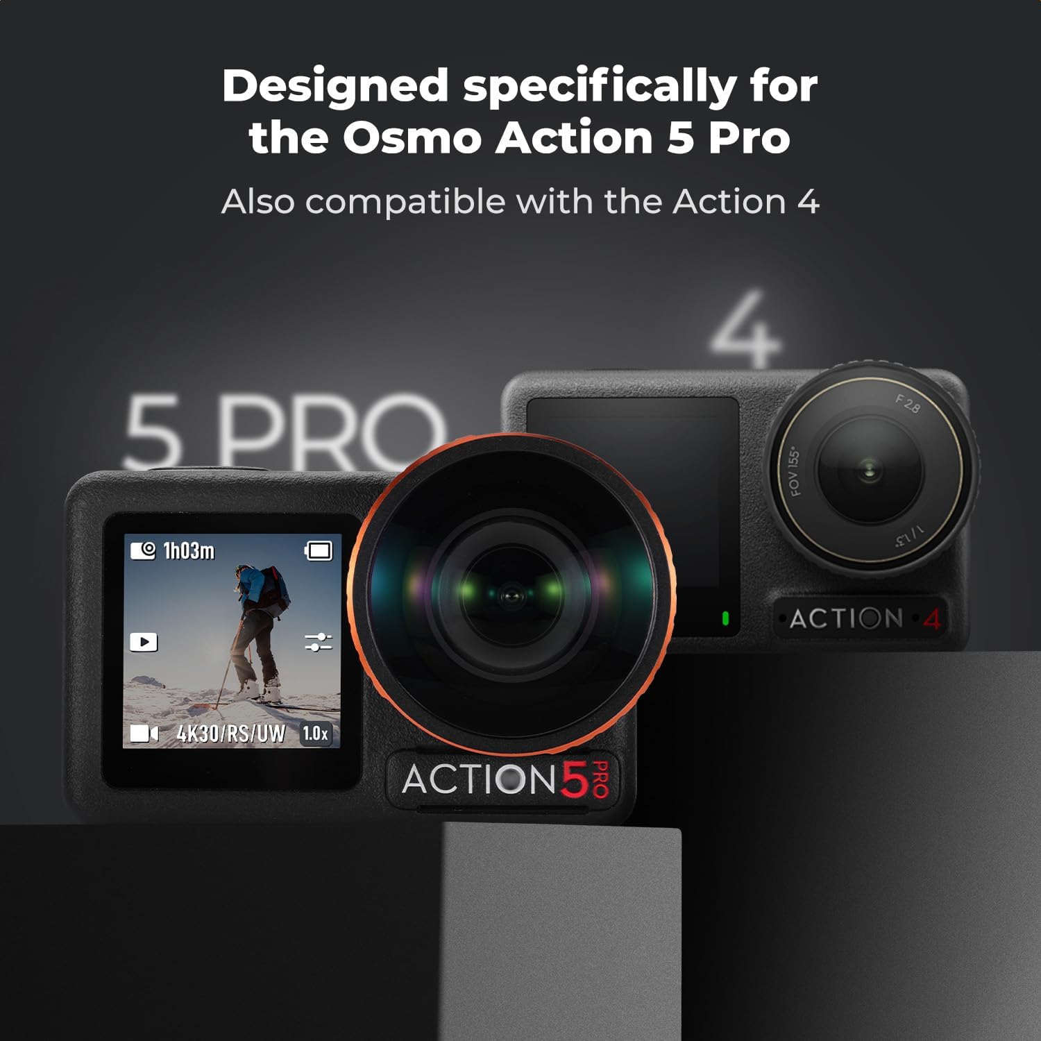 Thumbnail 2 de K&F CONCEPT wide-angle lens for DJI Osmo Action 5 Pro / Action 4 (180° ultra wide view)