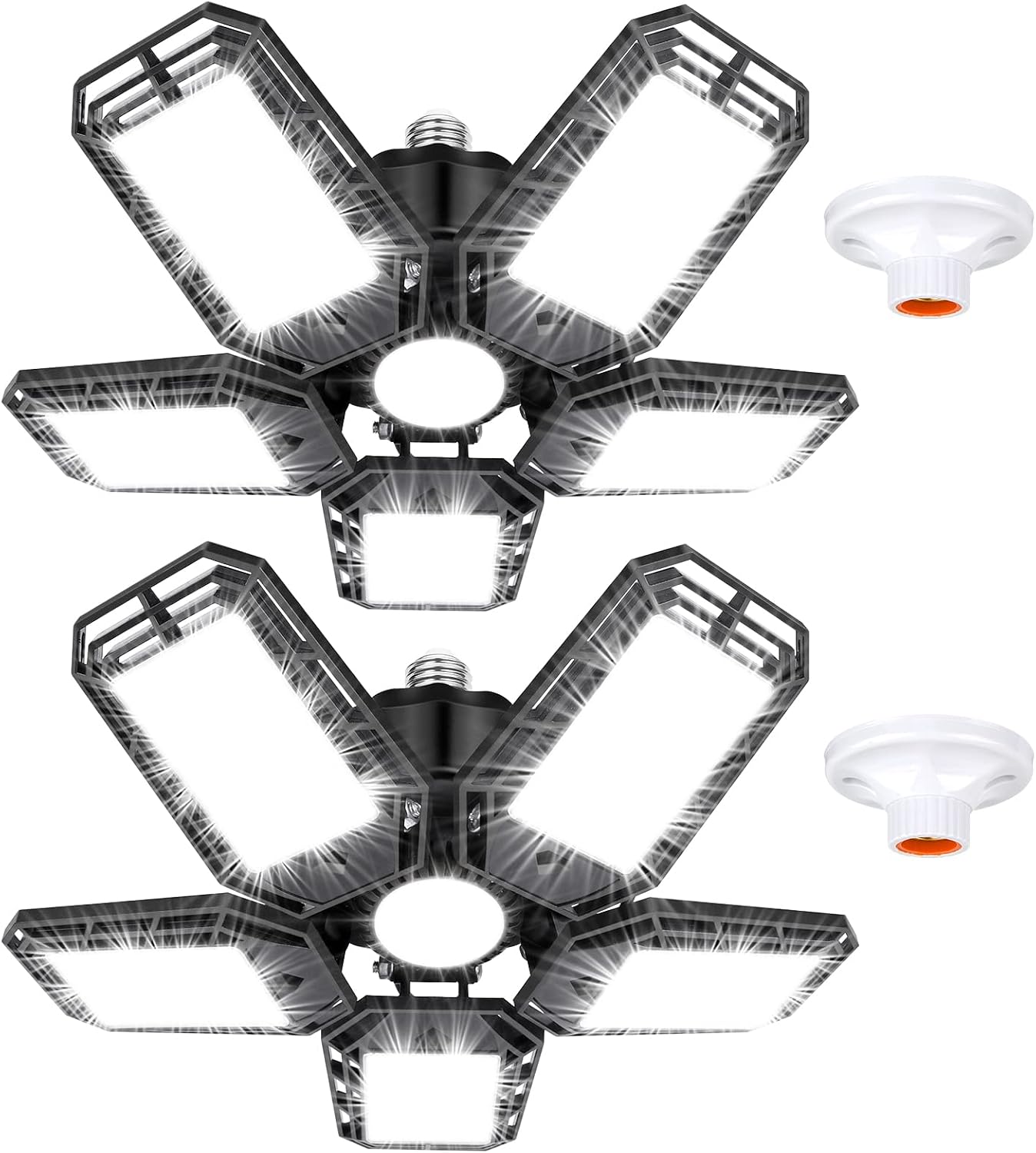 Detalle de LUYATA QG-04QS-PHLC LED Garage Light, 2-Pack, 180W, Adjustable Panels