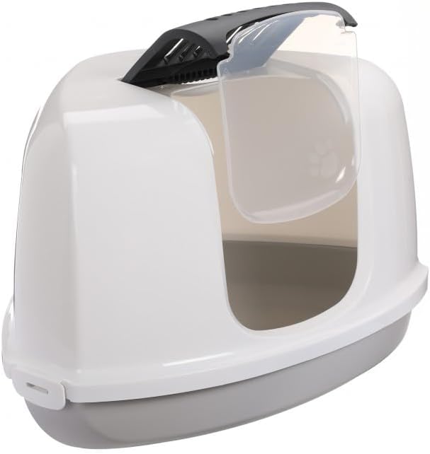 Detalle 2 de Mon ami Luki Maison de toilette confort en angle pour petits espaces avec filtration et trappe – Écru, chat