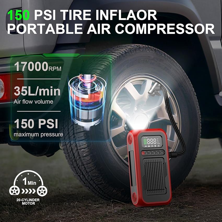 Detalle de 4000A Jump Starter with 150 PSI Inflator