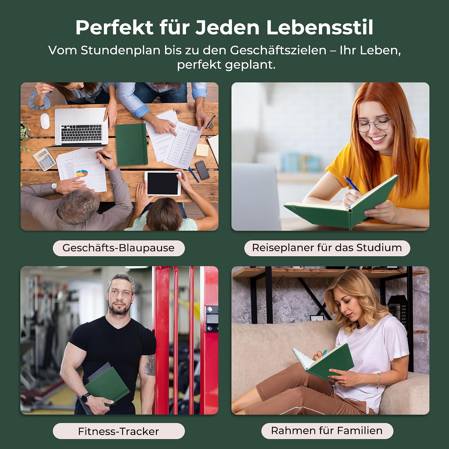 Thumbnail 6 de IN-LUXPRO Kalender 2026/2027 Wochenplaner (18 Monate) A4 Quergrün mit Notizseiten