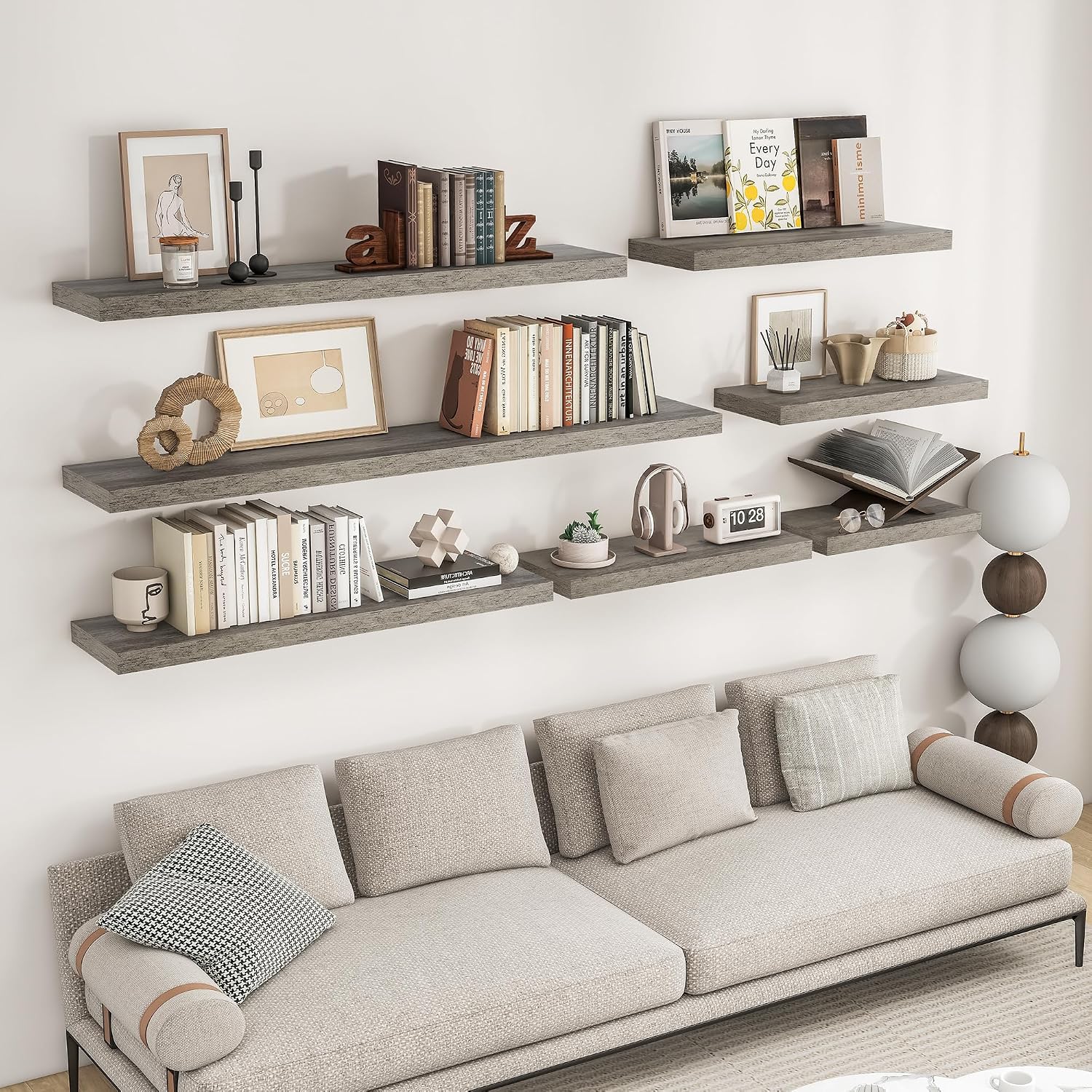 Thumbnail 1 de RICHFOCUS 36Inch Floating Shelves (2-Pack) with Invisible Brackets, Grey