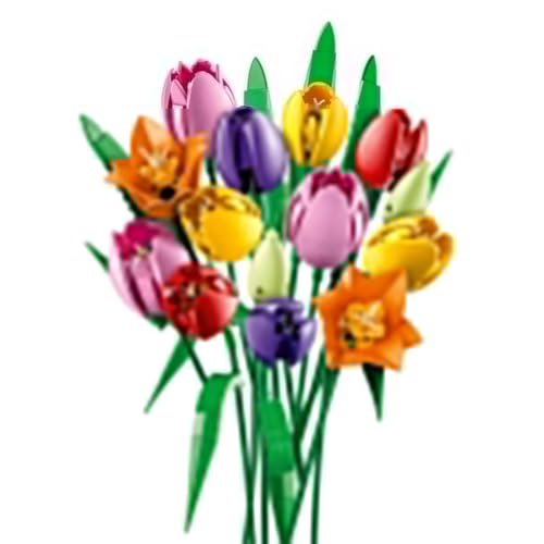 Detalle de LEGO Botanicals Le Bouquet de Tulipes 11501 – Set de construction adulte, 14 tulipes multicolores