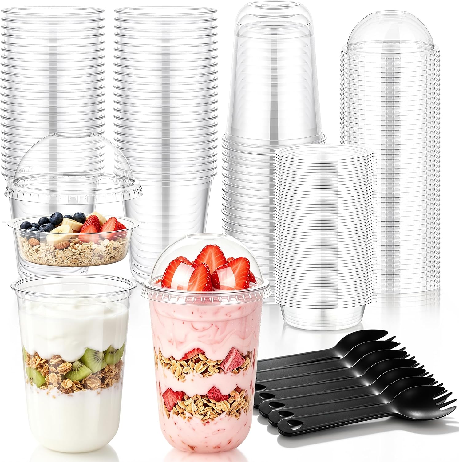 Detalle de DI QIU REN DQR-CA-59-16U-Parfait Cups-50pc, 16 oz Clear Cups with Dome Lids