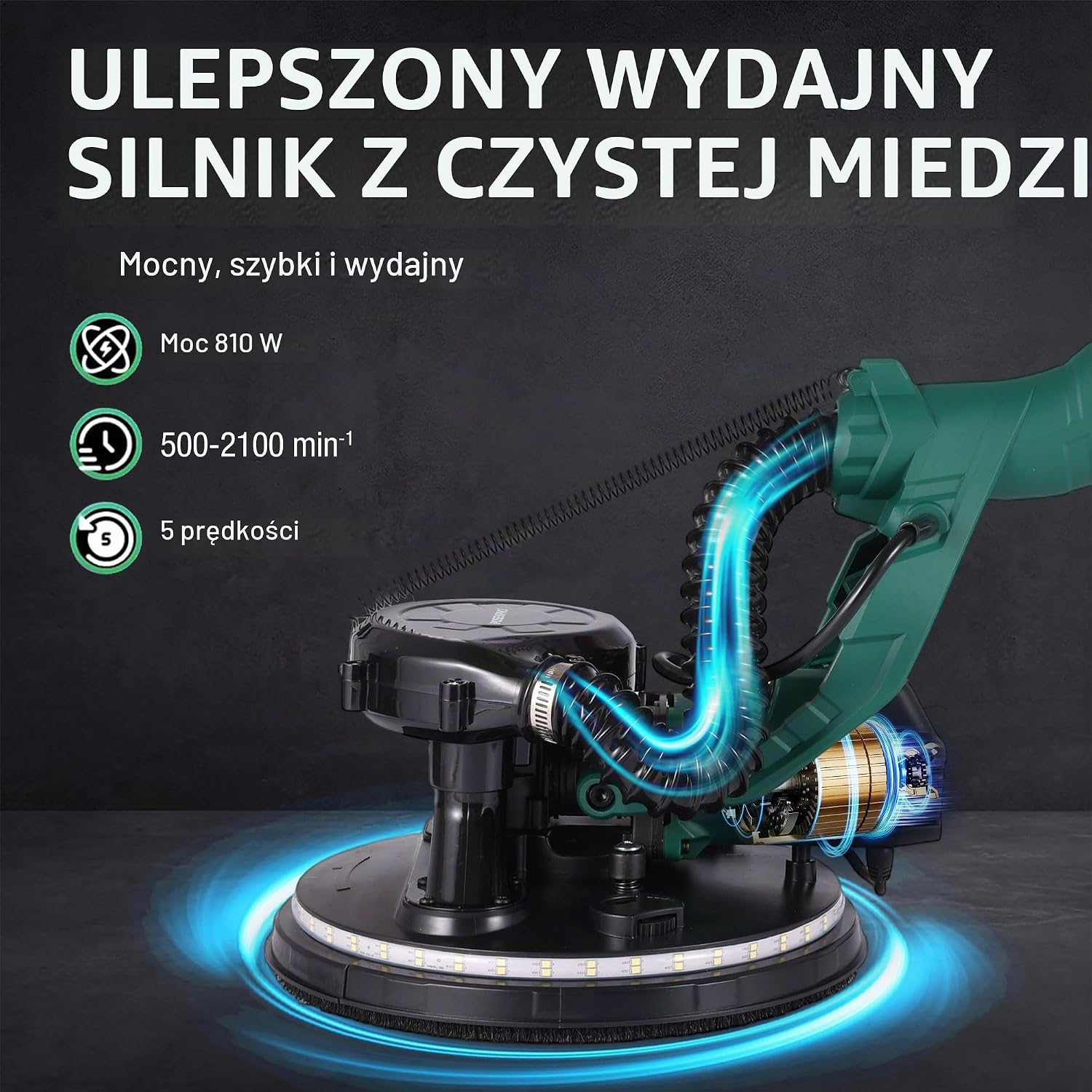 Detalle 2 de POSENPRO PPDS810/215 – szlifierka do płyt g-k 810 W, 6 prędkości i LED